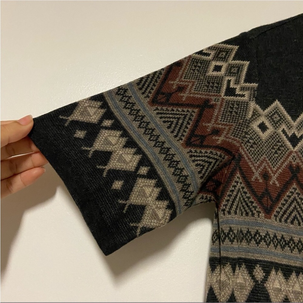 Peruvian Connection Fair Isle Tunic Sweater Pima Cotton Gray Brown Neutral - Picture 4 of 10